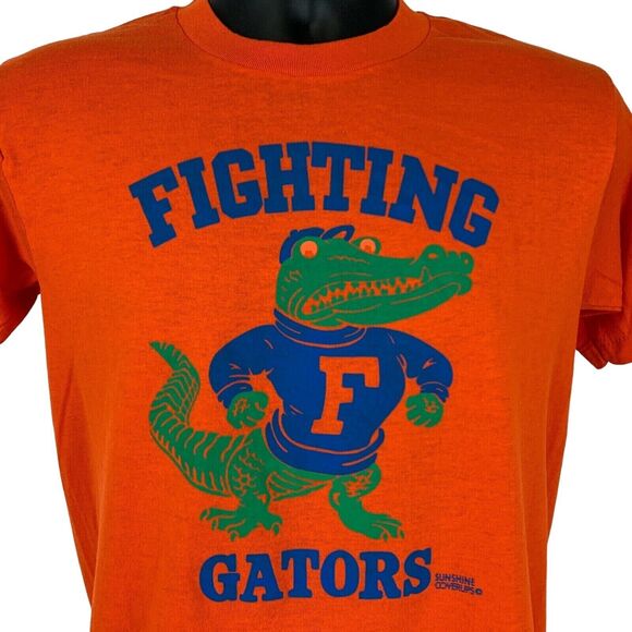 Vintage Florida Fighting Gators T Shirt Mens Small 80s NCAA UF University Orange - Picture 1 of 7